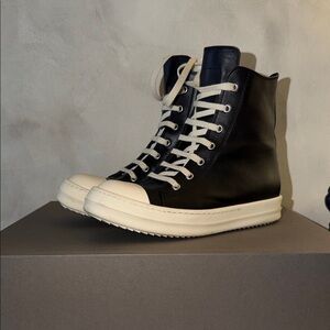 Rick Owens Black and White Lace Up Boots